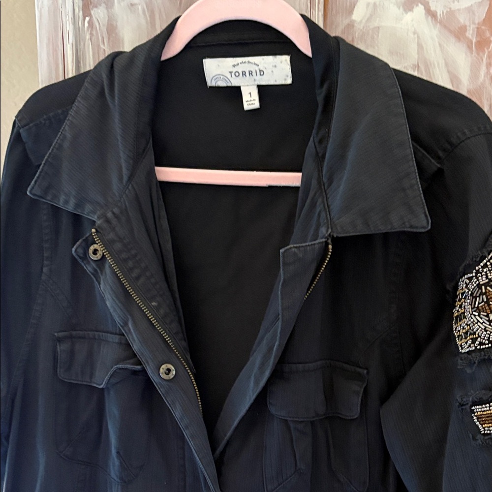 Torrid Black Utility Jacket With Embellished Slee… - image 4
